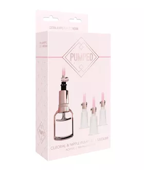 Shots Pumped Clitoral amp Nipple Pump Set  Medium Rose Gold