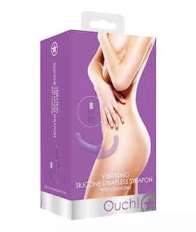 Shots Ouch Vibrating Silicone Strapless Strap On W/controller - Purple
