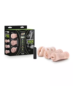 Blush M for Men Self Lubricating Vibrating Stroker Sleeve Kit  Vanilla Pack of 3