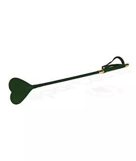 Spartacus PU Riding Crop wPlush Heart Shape Tip  Green