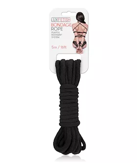Lux Fetish Bondage Rope - 5m/16 Ft  Black
