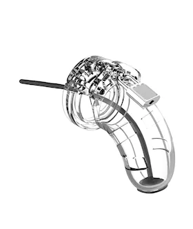 Shots Man Cage 35quot wSilicone Urethral Sounding  Clear