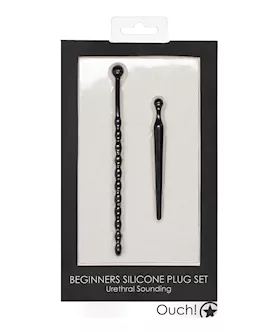 Shots Ouch Urethral Sounding Beginners Silicone Plug Set  Black