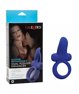 Couples Enhancers Silicone Rechargeable Dual Pleaser Enhancer  Blue