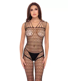 Rene Rofe Neo Geo Crotchless Bodystocking Black O/s
