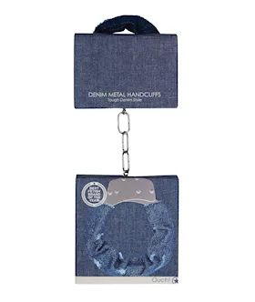 Shots Ouch Denim Metal Handcuffs - Blue