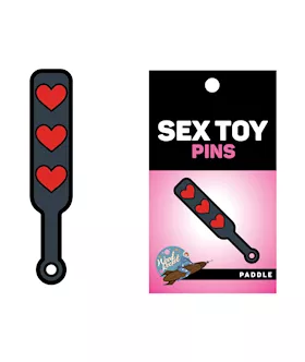 Wood Rocket Sex Toy Hearts Paddle Pin - Black/red