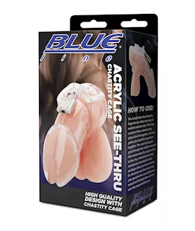 Blue Line Acrylic See-thru Chastity Cage - Clear