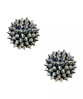 Neva Nude Burlesque Bowser Spike Pleather Reusable Silicone Pasties SilverBlack OS