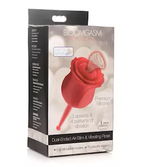 Inmi Bloomgasm Rose Buzz Dual Ended 5x Air Clit Stimulator & 7x Vibrator - Red