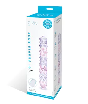 Glas 9quot Purple Rose Nubby Glass Dildo  PurplePink