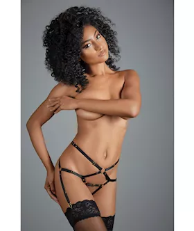 Adore Celine Ouverte Panty W/garter Black O/s