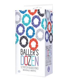 The 9's Baller's Dozen Beaded 12pc Cockring Set - Asst. Colors