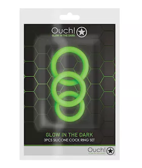 Shots Ouch 3 pc Cock Ring Set  Glow in the Dark