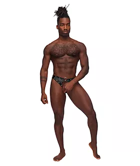 Fetish Cyclops Nylon Spandex Pouchless Jock Strap Black S/m