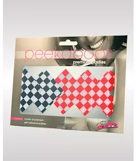 Peekaboos Off the Wall Checkered Pasties 2 Pairs 1 Black1 Red