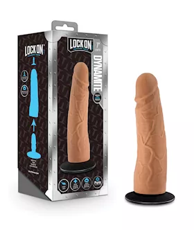 Blush Lock On 7" Dynamite Dildo W/suction Cup Adapter - Mocha
