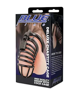 Blue Line Deluxe Chastity Cage  Black