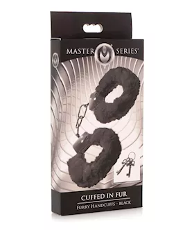 Master Series Cuffed in Fur Furry Handcuffs  Black