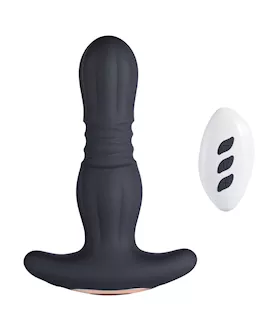 Agas Thrusting Butt Plug W/ Remote Control - Black