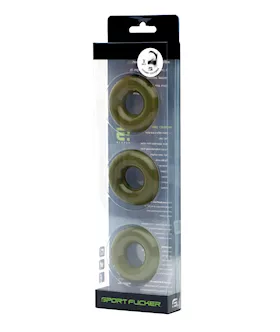 Sport Fucker Chubby Cockring Pack of 3  Army Green