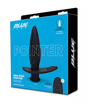 Blue Line Vibrating Anal Plug Pointer wRemote  Black