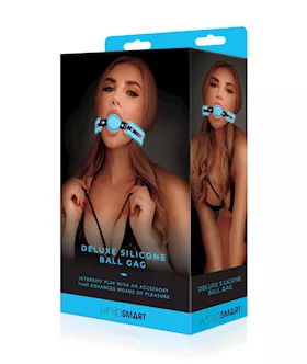 WhipSmart Glow in the Dark Deluxe Silicone Ball Gag  Blue