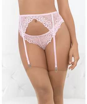 Lace Romance Garterbelt Pink Md
