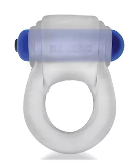 Hunkyjunk Revring Cock Ring W/vibe - Clear W/blue Vibe