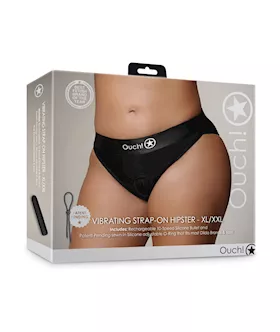 Shots Ouch Vibrating Strap On Hipster  Black XLXXL