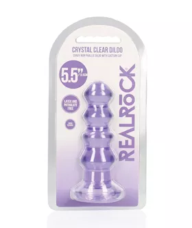 Shots RealRock Crystal Clear 55quot Curvy DildoButt Plug  Purple