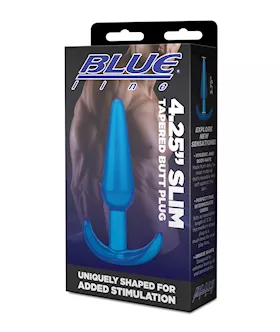 Blue Line C amp B 425quot Slim Tapered Butt Plug  Jelly Blue