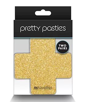 Pretty Pasties Glitter Cross Black/gold - 2 Pair