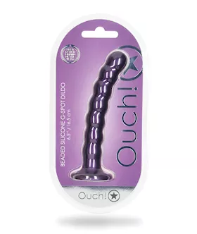 Shots Ouch 65quot Beaded GSpot Dildo  Metallic Purple