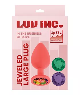 Luv Inc Jeweled Silicone Butt Plug wThree Stones  Large Coral