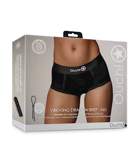 Shots Ouch Vibrating Strap On Brief  Black ML