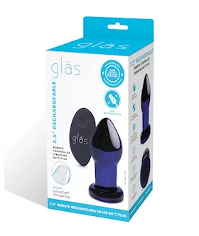 Glas 35quot Rechargeable Vibrating Butt Plug  Blue