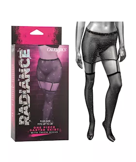 Radiance One Piece Garter Skirt wThigh Highs Black Plus Size