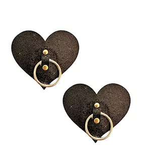 Neva Nude After Midnight Glitter Hoop Heart Pasties Black OS