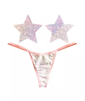 Neva Nude Naughty Knix Princess Bride Flip Sequin GString amp Pasties  PinkWhite OS