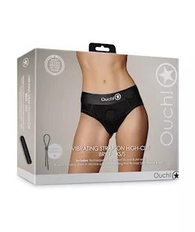Shots Ouch Vibrating Strap On HighCut Brief  Black XSS