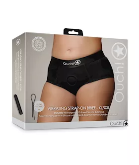 Shots Ouch Vibrating Strap On Brief  Black XLXXL