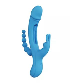 Trilux Kinky Finger Rabbit Vibrator w Anal Beads  Blue