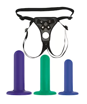 Nobu Tai Silicone Dildo Set W/adjustable Strap On - 3 Piece Kit Assorted Colors