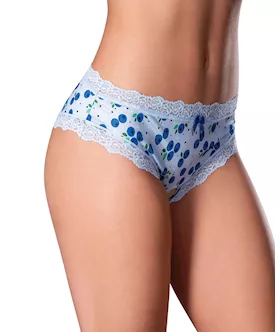 Sweet Treats Crotchless Boy Short W/wicked Sensual Care Blueberry Lube - Blue L/xl