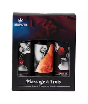 Hemp Seed Edible Massage A Trois Edible Massage Lotion Kit 3 Bottle Set
