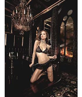 Glitter Lace Bra And Skirt Set