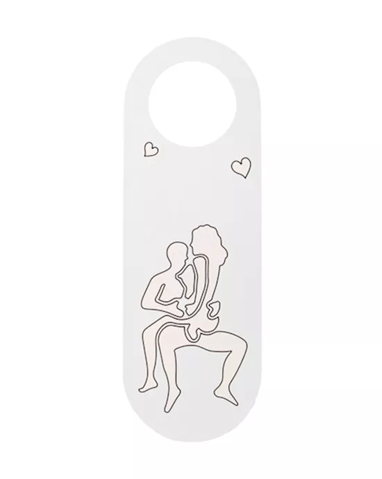 busy rooting adult door sign