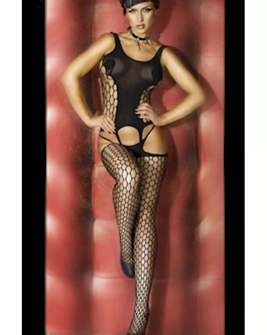 black bold cutout pothole body stocking