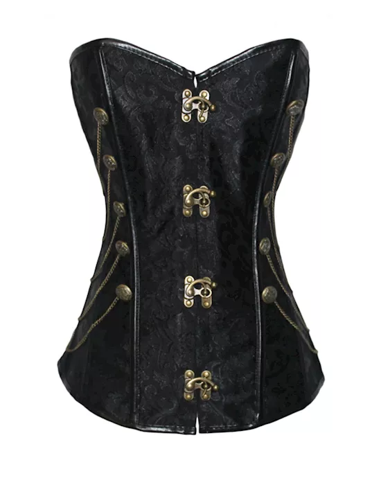 black steampunk style over bust corset with chain